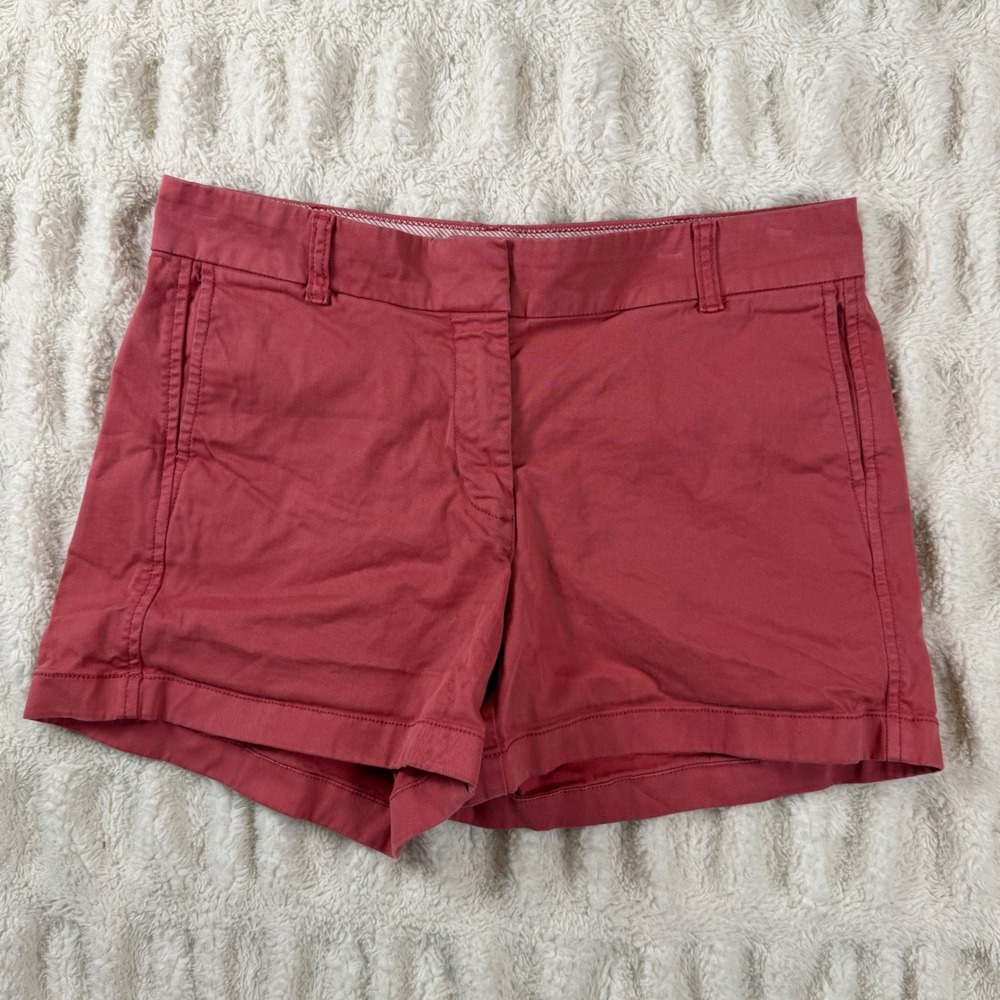 J.Crew Womens Coral Pink Stretch Chino Shorts Size 10 Solid Cotton Blend